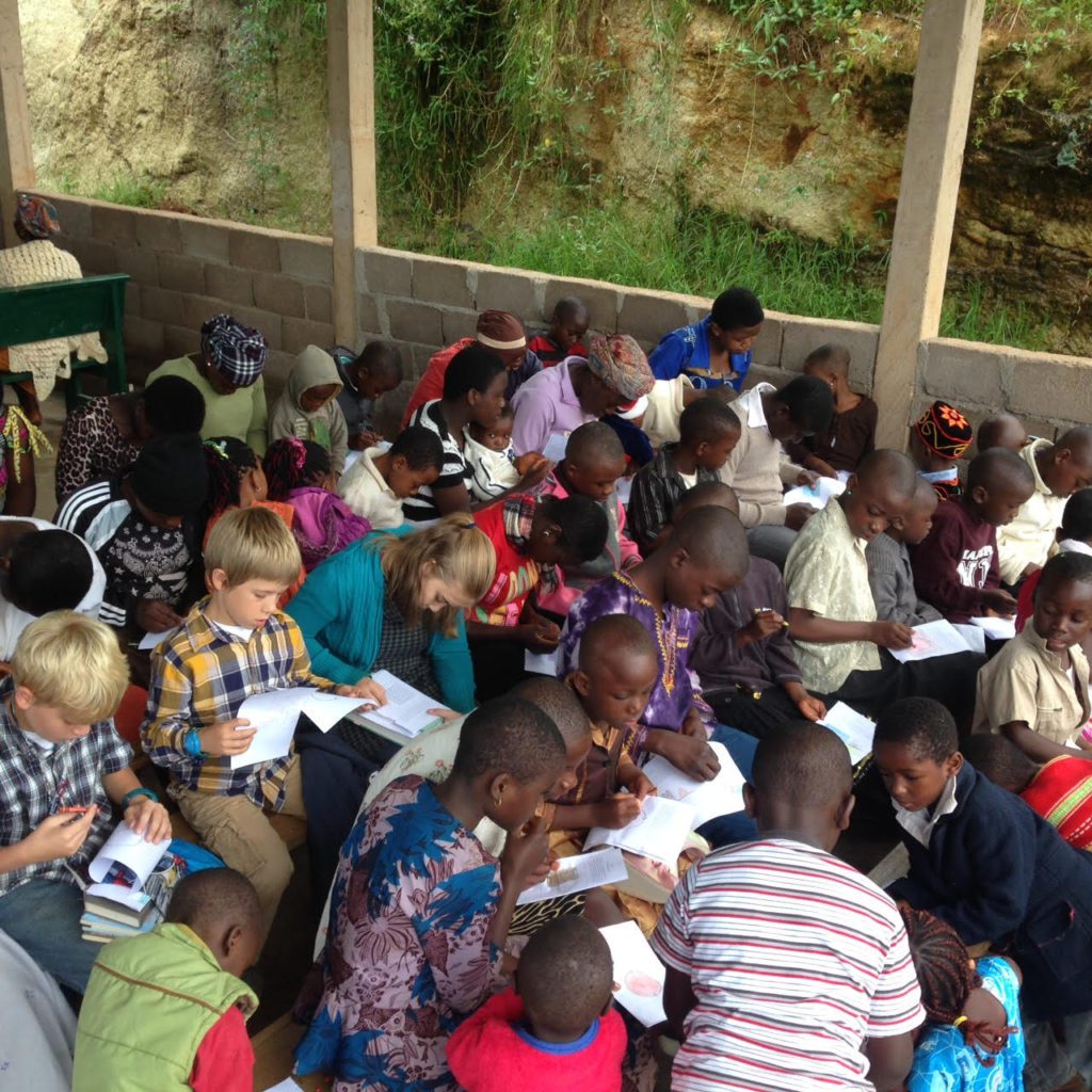 A Group of Children Coloring in Cameroon